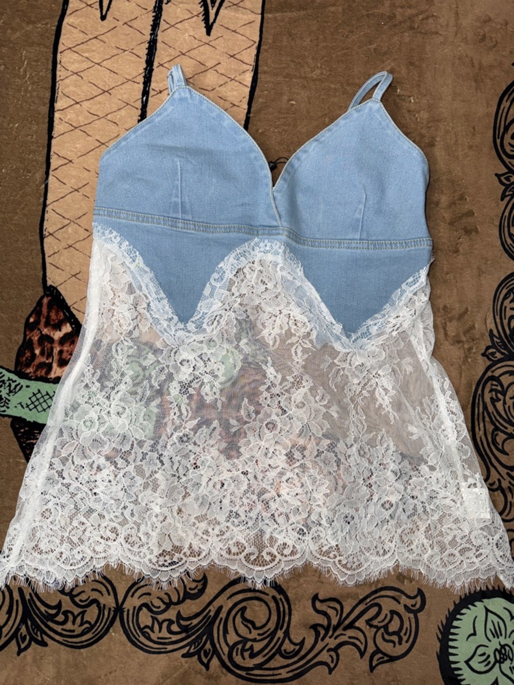 Galita Blue Denim & White Lace Camisole - Picture 5 of 7